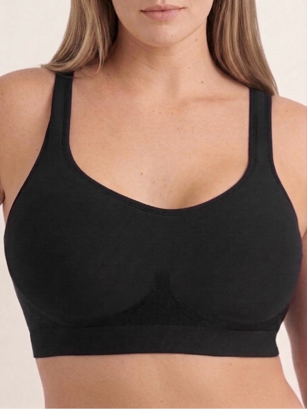 Seamless Black Comfort Wireless Truekind Daily Comfort Wirefree Shaper Bra SZ L